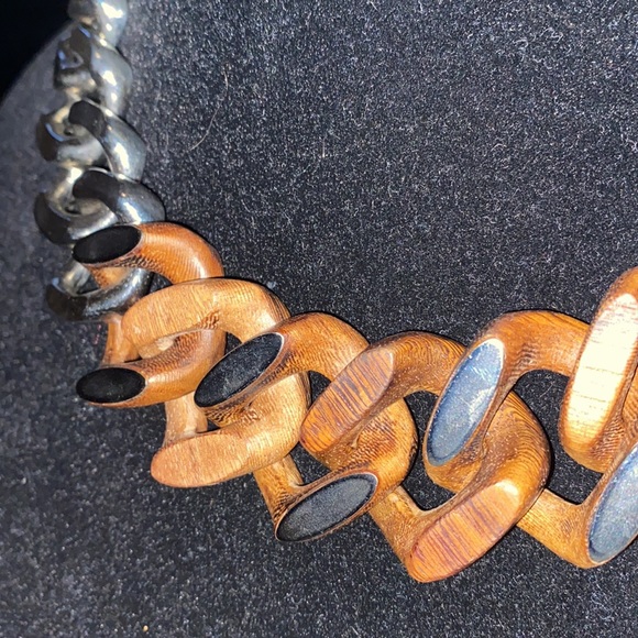 Bcbgmaxazria Wood and Silver Link Necklace - Picture 3 of 6